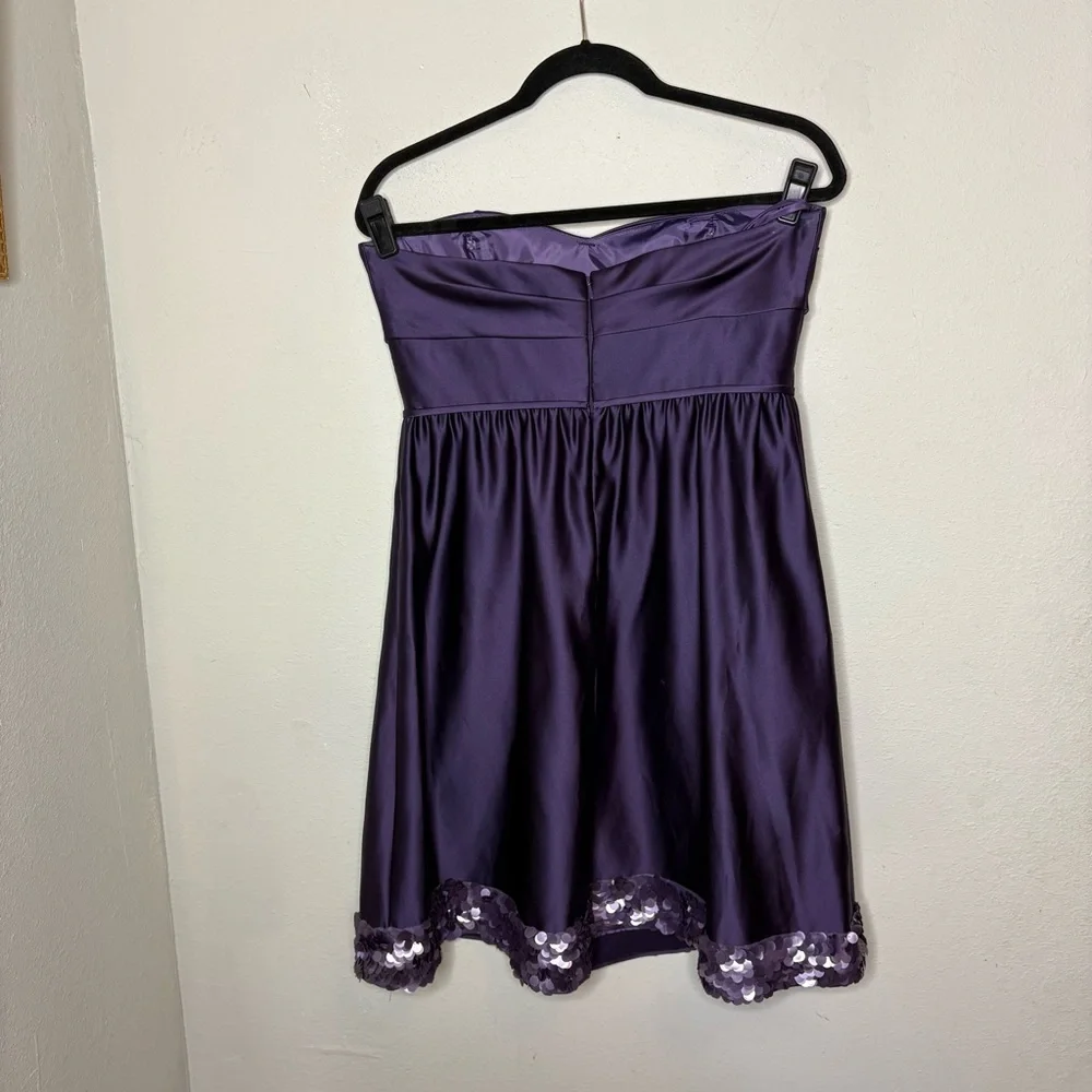 Melissa Sweet Purple Satin Strapless Party Dress Size 10 - Picture 4 of 6